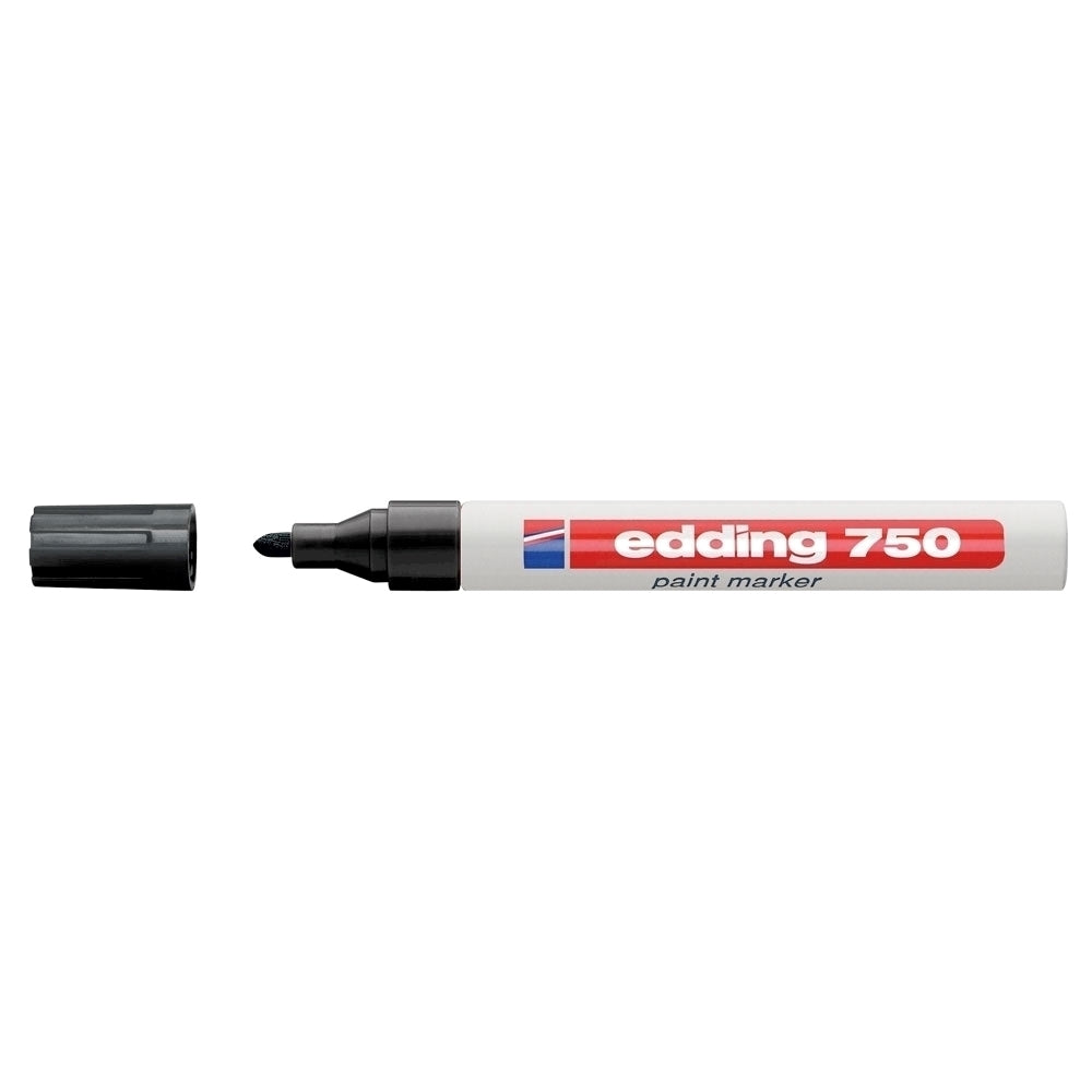 Marker permanent Edding 750, cu vopsea, corp metalic, varf rotund, 2-2-4 mm, negru Marker permanent Edding 750, cu vopsea, corp metalic, varf rotund, 2-2-4 mm, negru